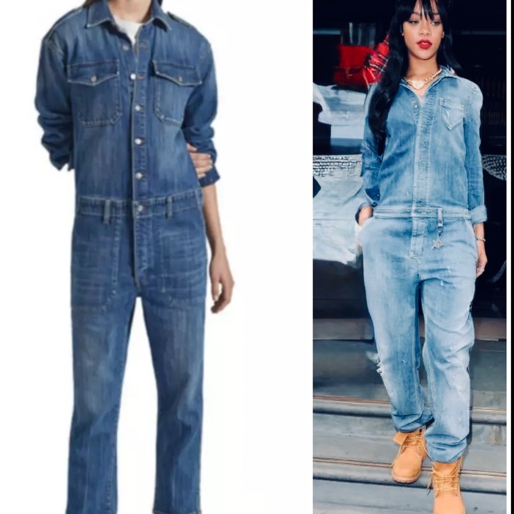 Current Elliott The Crew Denim Jean Jumpsuit  Coverall One Piece Sz 1